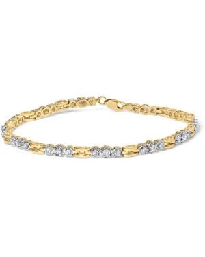 Haus of Brilliance 10K 1.00 Cttw Diamond 3 Stone Link Bracelet (I-J Colour, I1-I2 Clarity) -7.25" Inches - Metallic