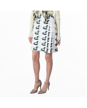Burberry Duck Print Kilt Silk Skirt, Brand Size 4 (Us - Green