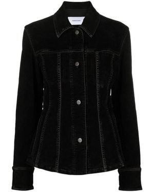 Ferragamo Ferragamo Fitted Velvet Denim Trucker Jacket - Black