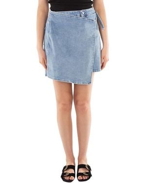Calvin Klein Denim A-Line Wrap Skirt - Blue