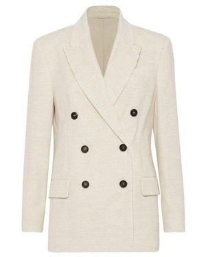 Brunello Cucinelli Off Double Breasted Jacket - Natural