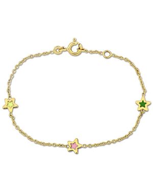 Amour Multi-colour Enamel Star Charm Rolo Chain Link Bracelet - Metallic