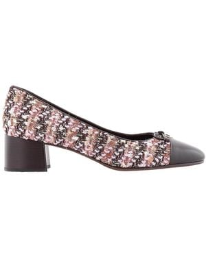 Tory Burch Cap-Toe Tweed Court Shoes - Pink