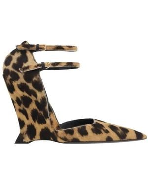 Ferragamo Vidya Leopard-Print Wedge Pumps - Metallic