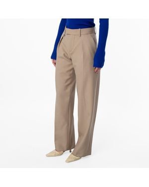 Burberry Tailored Wool Wide-Leg Trousers, Brand Size 8 Us - Blue