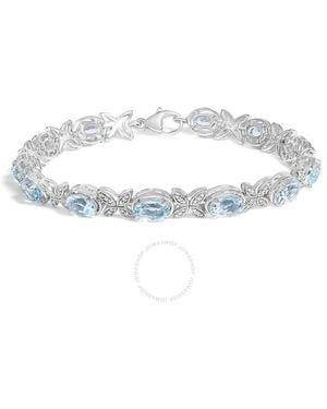 Haus of Brilliance 925 Sterling Oval Topaz Diamond Butterfly Link Bracelet - Metallic
