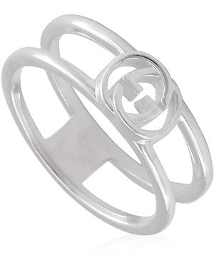 Gucci Ladies Sterling Interlocking G 6Mm Ring - Metallic