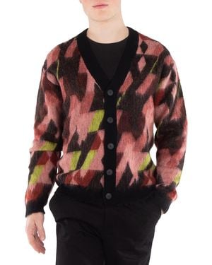 Maison Kitsuné Graphic Motif Jacquard Mohair Cardigan - Red