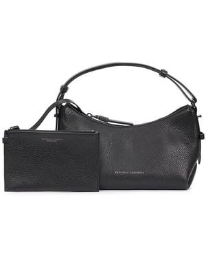 Brunello Cucinelli Leather Shoulder Bag - Black