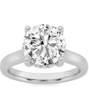 Mure And Co 2Ctw Round Shaped Lab Grown Diamond (F/Vs) Hidden Halo Cathedral Shank Engagement Ring - Metallic