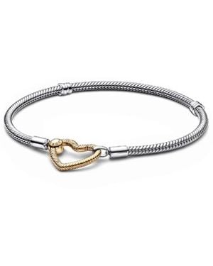 PANDORA Moments Heart Closure Snake Chain Bracelet - Metallic