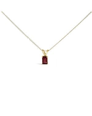 Haus of Brilliance 14K 6X4Mm Emerald Cut Garnet Solitaire Pendant Necklace - Metallic
