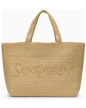 Saint Laurent Raffia Tote Bag - Metallic