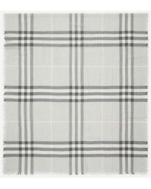 Burberry Wide Check Wool Scarf - White