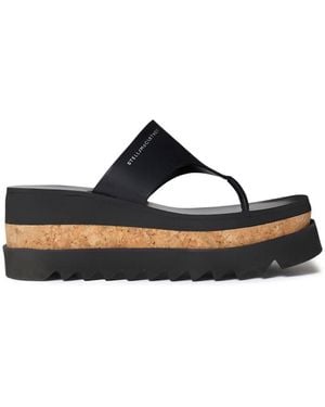 Stella McCartney Sneak-Elyse Logo-Print Platform Sandals, Brand Size 35 Us - Blue