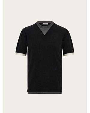 Ferragamo Layered Cotton Sweater - Black