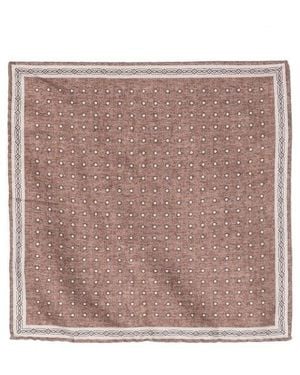 Brunello Cucinelli Cigar Silk Polka Dot Pocket Square - Brown