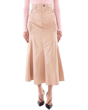 Burberry Cotton Pleated Maxi Skirt, Brand Size 8 Us - Brown