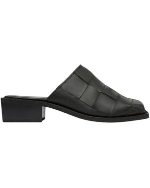St. Agni Ladies Woven Leather Stacked Heel Mules, Brand Size 37 (Us - Black