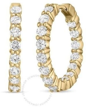 Roberto Coin 18K Small Inside Outside The Perfect Diamond Hoop Earrings - Metallic