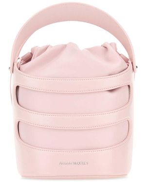 McQueen Pastel Leather The Rise Bucket Bag - Pink