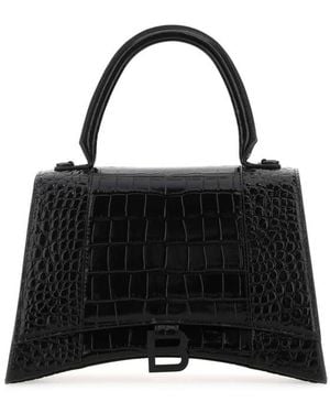 Balenciaga Leather Hourglass Handbag - Black