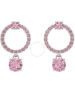 Swarovski Attract Round Cut Drop Earrings - Pink