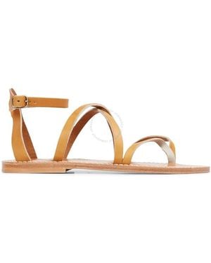 K. Jacques Ladies Epicure Flat Leather Sandals, Brand Size 37 (Us - Brown