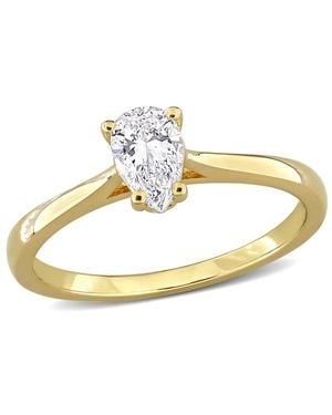Created Forever 1/2Ct Tw Pear-Shaped And Round-Cut Lab-Grown Diamond Engagement Ring - Metallic