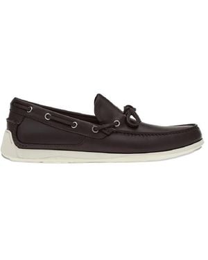 Ferragamo Peppercorn Leather Boat Shoes - Black