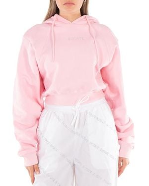 ROTATE BIRGER CHRISTENSEN Ladies Almond Blossom Rhinestone-Studded Logo Cropped Hoodie - Pink