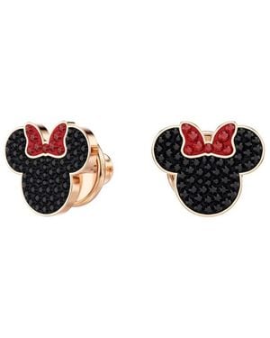 Swarovski Mickey & Minnie Rose-Tone Plated Stud Earrings - Red