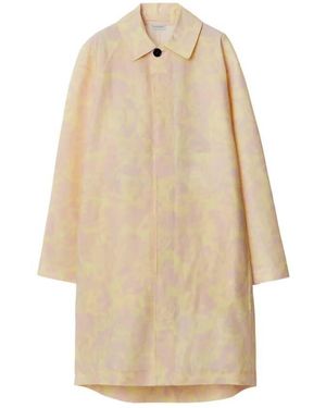 Burberry Rose Print Taffeta Coat, Brand Size 8 Us - Natural