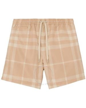 Burberry Martin Check Print Drwastring Swim Shorts - Natural