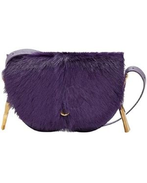 Burberry Small Calf Hair Chess Satchel Bag - Purple