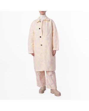 Burberry Rose Print Taffeta Coat, Brand Size 8 Us - Natural