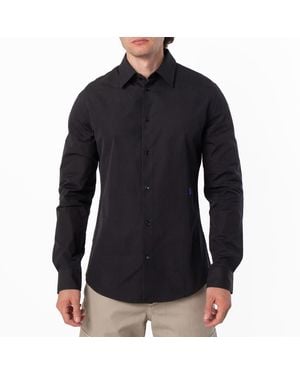 Burberry Long-Sleeved Cotton Ekd Dress Shirt, Brand Size 41 (Neck - Black