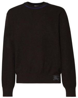 Burberry Ekd Embroidered Wool-Blend Jumper - Black