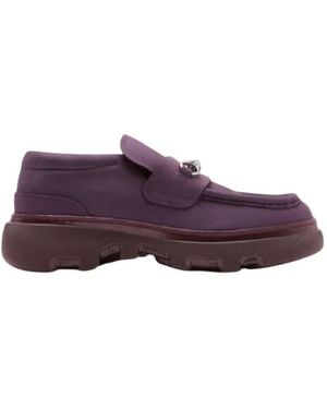 Burberry Nubuck Creeper Clamp Loafers, Brand Size 36 Us - Purple