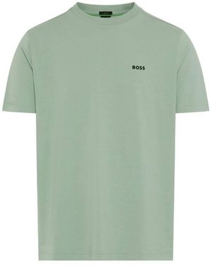 BOSS Logo Detail Stretch-Cotton T-Shirt - Green