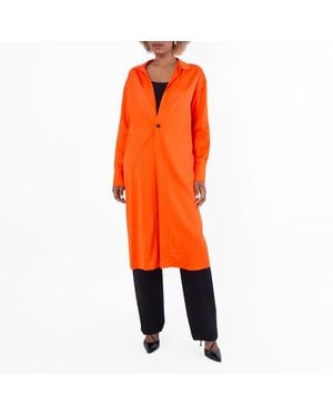 Ferragamo Ferragamo Stretch Viscose Minimalist Long Overcoat - Orange