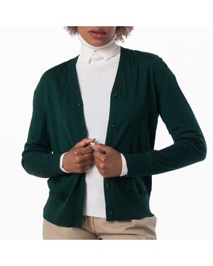Burberry V-Neck Wool Knit Cardigan - Green