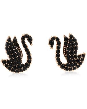 Swarovski Swan Stud Earrings - Black