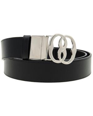 Bally Emblem Reversible And Adjustable Leather Belt, Cm - Black