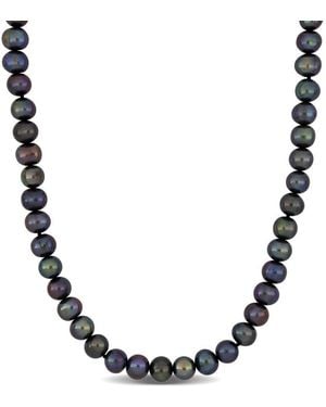 Amour 8-8.5Mm Off-Round Freshwater Cultured Pearl Necklace With Large Sterling Lobster Clasp - Brown