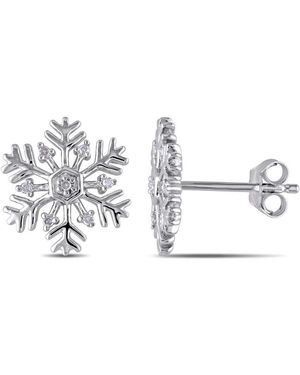 Amour Diamond Snowflake Stud Earrings - Metallic