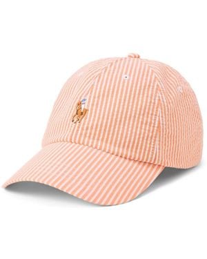Polo Ralph Lauren Seersucker Striped Ball Cap - Pink