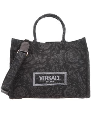 Versace Barocco Athena Medium Tote Bag - Black