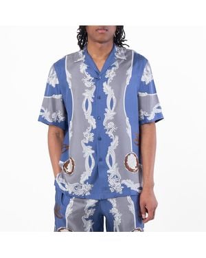 Versace Medusa Cameo Print Silk Shirt, Brand Size 48 Us - Blue