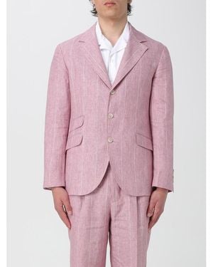 Brunello Cucinelli Rose Linen Pinstripe Blazer, Brand Size 48 (Us - Pink